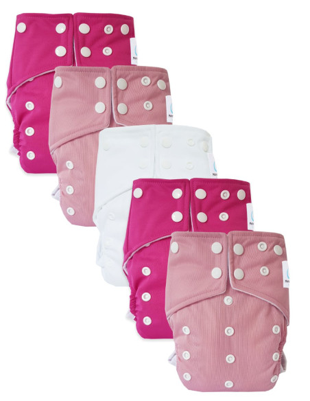 lot de 5 Couches lavables intégrales évolutives tout en un avec insert en bambou et double goussets