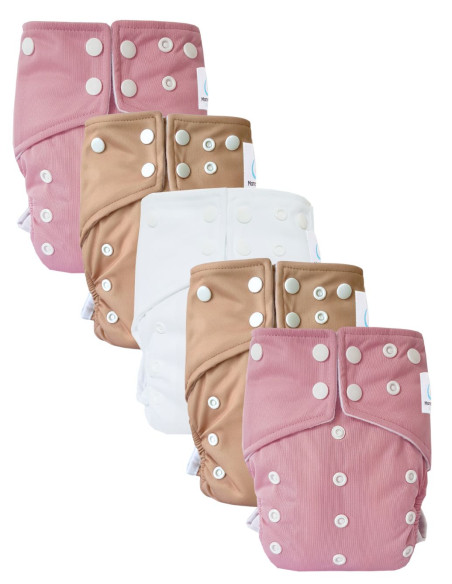 lot de 5 Couches lavables intégrales évolutives tout en un avec insert en bambou et double goussets