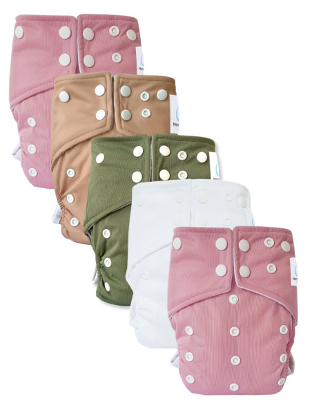 lot de 5 Couches lavables intégrales évolutives tout en un avec insert en bambou et double goussets