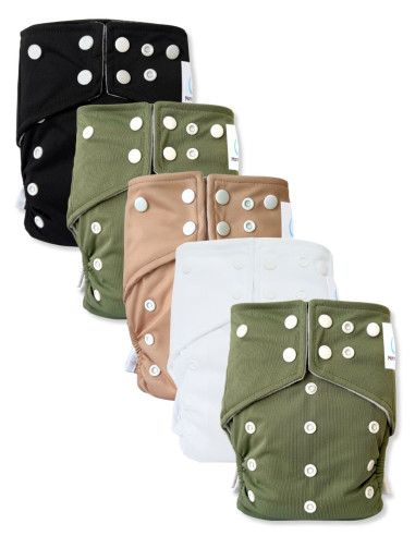 lot de 5 Couches lavables intégrales évolutives tout en un avec insert en bambou et double goussets