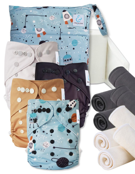 Iniciar y go TE2 Kit de lanzamiento de capa lavable con inserciones de bambú