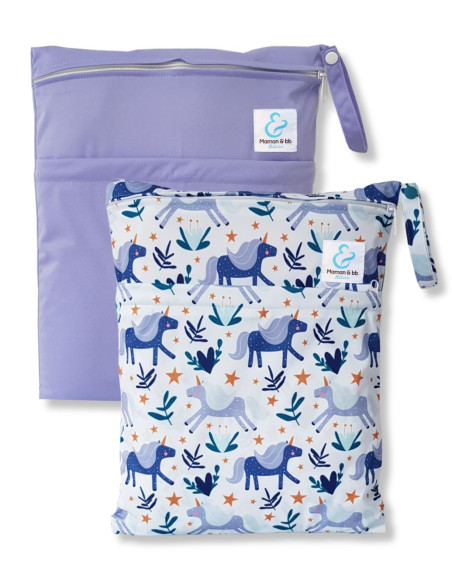 Conjunto de 2 bolsas impermeables para almacenar y transportar las capas lavables y el traje de baño del bebé