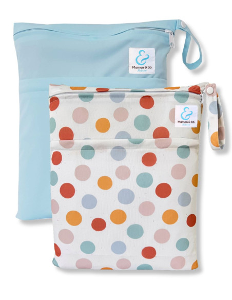 Conjunto de 2 bolsas impermeables para almacenar y transportar las capas lavables y el traje de baño del bebé