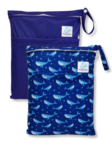 Lot de 2 Sacs imperméables pour ranger et transporter les couches lavables et maillot de bain de bébé