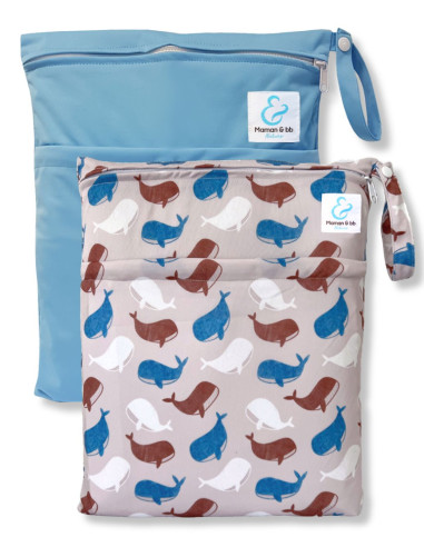 Lot de 2 Sacs imperméables pour ranger et transporter les couches lavables et maillot de bain de bébé
