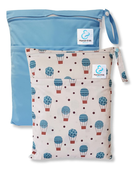 Set of 2 waterproof bags to store and carry the washable layers and baby swimsuit
