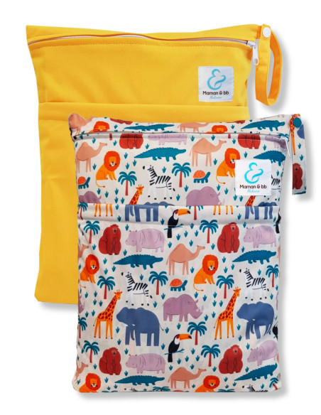 Conjunto de 2 bolsas impermeables para almacenar y transportar las capas lavables y el traje de baño del bebé