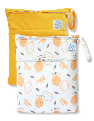 Set of 2 waterproof bags to store and carry the washable layers and baby swimsuit