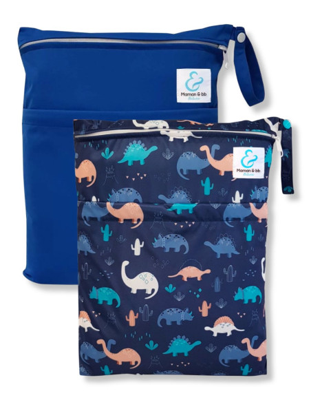 Set of 2 waterproof bags to store and carry the washable layers and baby swimsuit
