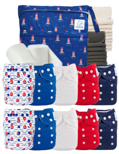 Complete Pack Layables Washable Bamboo Inserts Waterproof Bag and Protective Sails