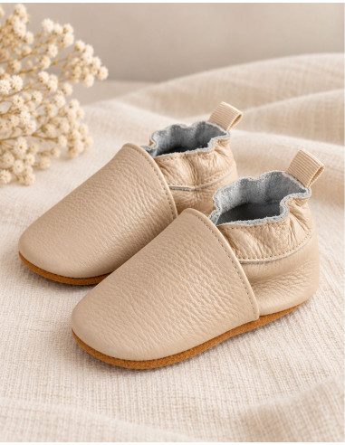 Weiche Leder-Babyscheibe - Creme