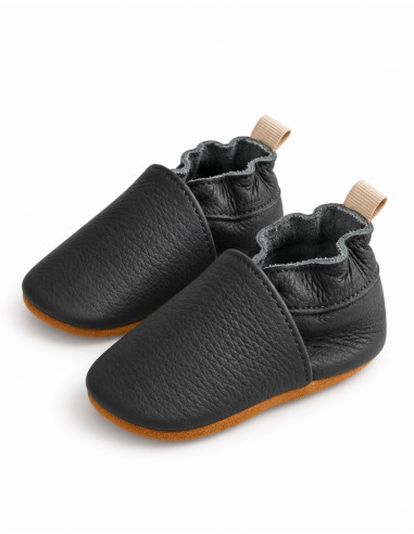 Zachte lederen baby slipper - leisteen