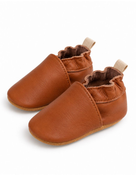 Chausson bébé en cuir – Camel | Maman & Bébé Nature