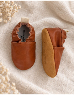 Chausson bébé en cuir – Camel | Maman & Bébé Nature 2