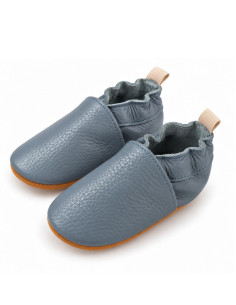 Patucos de piel para bebé – Azul Mineral | Maman & Bébé Nature