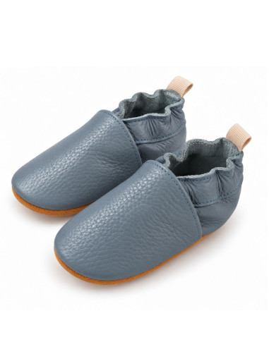Patucos de piel para bebé – Azul Mineral | Maman & Bébé Nature