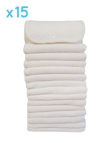 Lot de 15 Inserts en microfibre avec pressions pour couches lavables te2