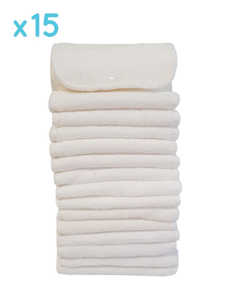 Lot de 15 Inserts en microfibre avec pressions pour couches lavables te2