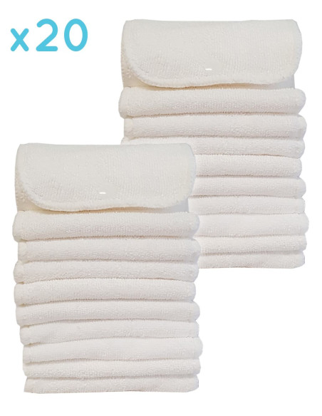 Lot de 20 Inserts en microfibre avec pressions pour couches lavables te2