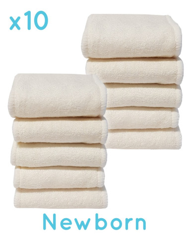 Set of 10 bamboo inserts for newborn washable layers while one