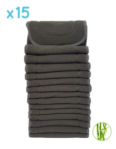 Set of 15 bamboo charcoal and microfiber inserts for Pocket diapers