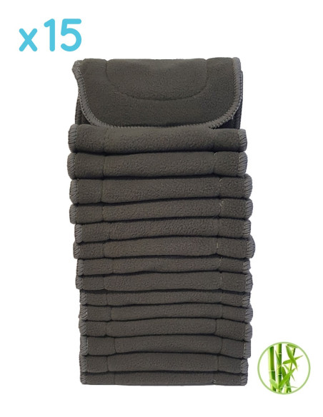 Lot de 15 inserts en charbon de bambou et microfibre pour couches lavables
