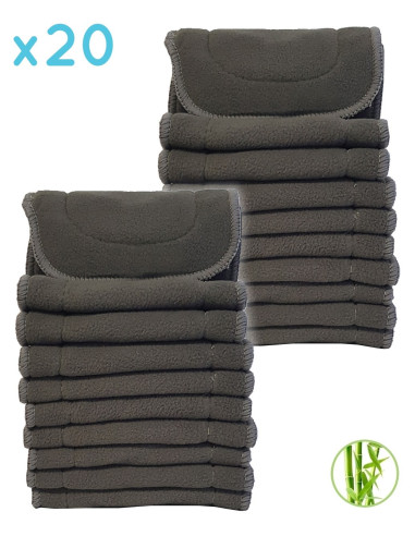 Set of 20 inserts in bamboo charcoal and microfiber for Pocket diapers