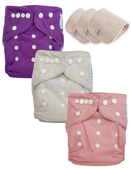 Lot de 3 Couches lavables Te1 certifiées OEKO TEX®