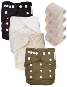 Lot de 4 Couches lavables tout en Un Te1 certifiées OEKO TEX