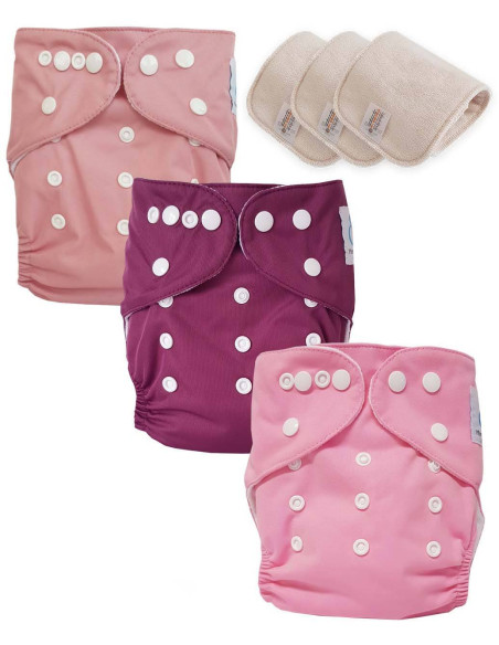 Lot de 3 Couches lavables Te1 certifiées OEKO TEX