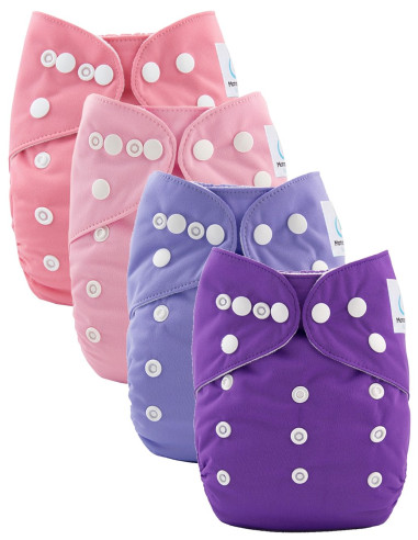 Lot de 4 couches lavables TE1 évolutives tons roses