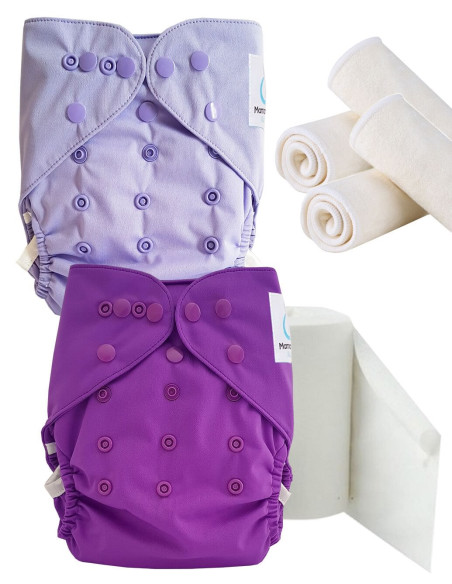 pack découverte , kit de démarrage couches lavables insert et feuillets de protection