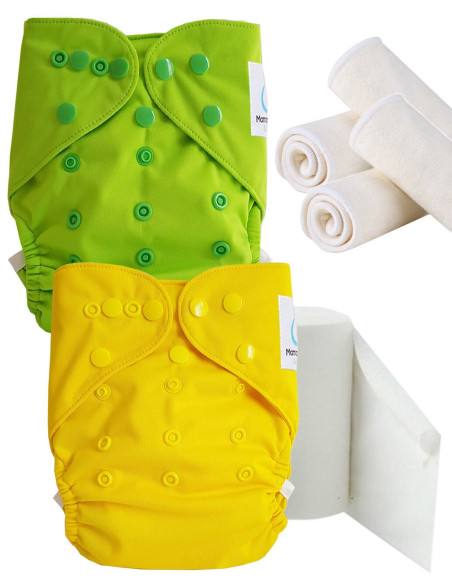 pack découverte , kit de démarrage couches lavables insert et feuillets de protection