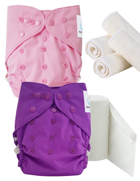 pack découverte , kit de démarrage couches lavables insert et feuillets de protection