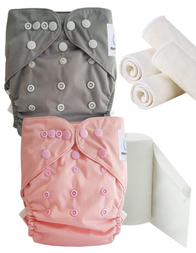 pack découverte , kit de démarrage couches lavables insert et feuillets de protection