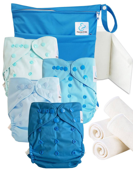 Kit de lancement couches lavables Start and Go TE2 - Blue Cloud