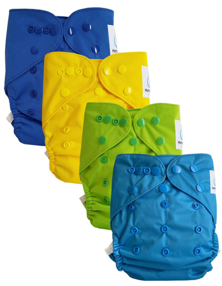 Lot de 4 couches lavables Te2 évolutives avec double gousset anti fuites