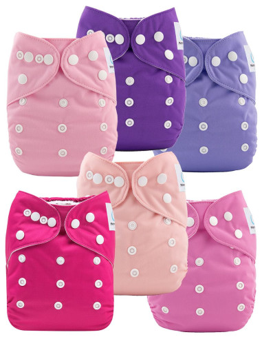 Lot de Couches lavables te1 évolutives et inserts en micorfibre tons roses