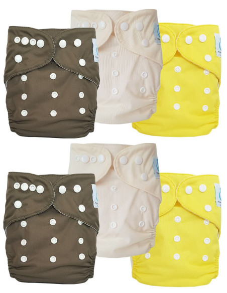 Lot de 6 Couches lavables tout en Un Te1 certifiées OEKO TEX