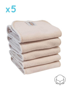 Set of 5 Oeko Tex® certified cotton inserts for washable layers while one