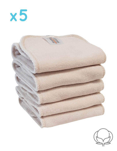 Conjunto de 5 inserciones de algodón certificadas Oeko TEX® para capas lavables, mientras que uno