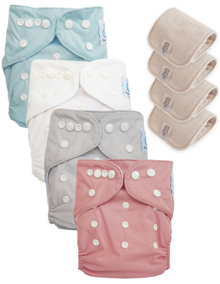 Lot de 4 Couches lavables tout en Un Te1 certifiées OEKO TEX