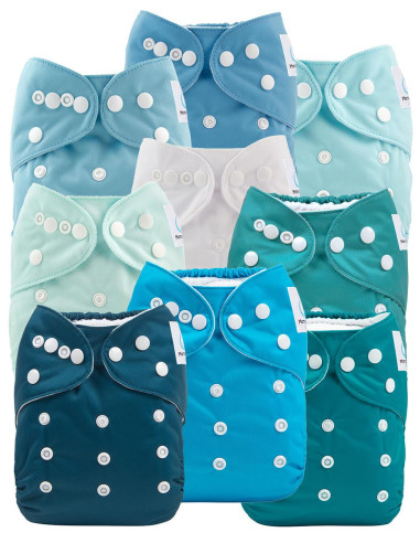 gros lot de Couches lavables évolutuvies et inserts tons garçon