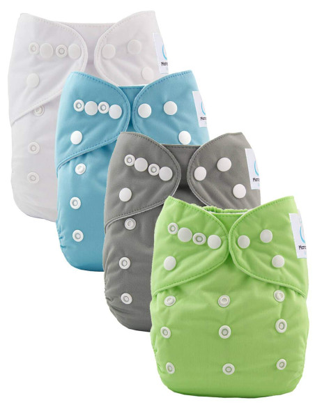 Lot de 4 couches lavables évolutives et leur insert en microfibre ultra absorbants