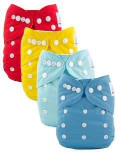 Lot de 4 couches lavables évolutives et leur insert en microfibre ultra absorbants