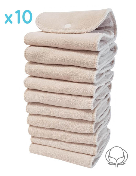 Set of 10 Oeko Tex cotton inserts for washable layers while two