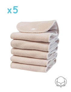 Conjunto de 5 inserciones de algodón Oeko Tex para capas lavables, mientras que dos