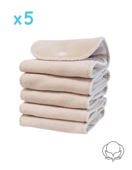 Conjunto de 5 inserciones de algodón Oeko Tex para capas lavables, mientras que dos