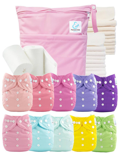 Paquete Complete 10 capas Inserciones lavables Bolsa impermeable y velas protectoras