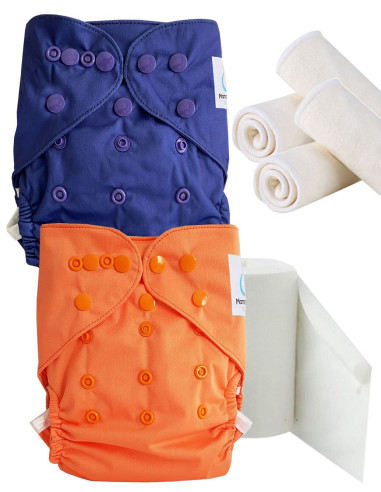 Pack Discovery Layer Wasbaar Te2, Starters Kit windeln Wasbaar Te2-insert en beschermende papers